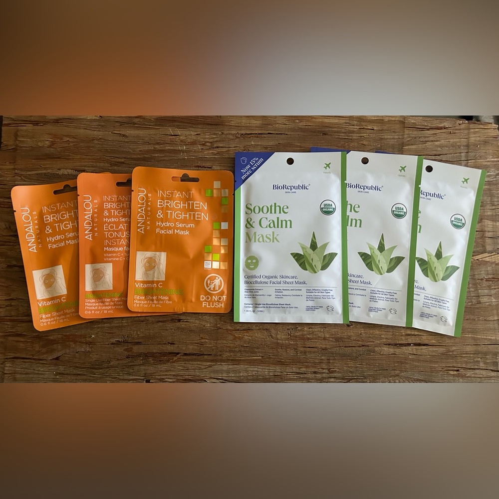 ❌SOLD 6Mask Sheets 3 by Bio Republic Sooth & Calm 3 Andalou Bright & Tighten - Picture 3 of 7